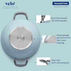 Tramontina Velo Forged Deep Kadai | 3.6 L | 24 Cm | Sea Blue