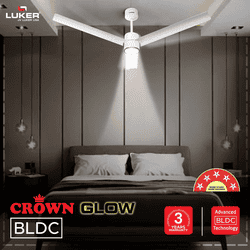 Luker Size Zero Crown Glow BLDC Ceiling Fan | 1200mm | White Copper