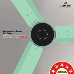Luker Size Alpha Cosmos BLDC Ceiling Fan | 1200mm | Oasis Green
