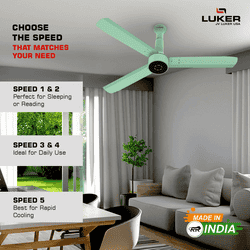 Luker Size Alpha Cosmos BLDC Ceiling Fan | 1200mm | Oasis Green