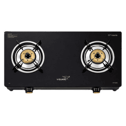 V-Guard Idalia Gas Stove | 2 Burner | Glass Top | Black