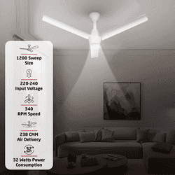 Luker Radial Glow RMT Ceiling Fan | 1200 mm | White