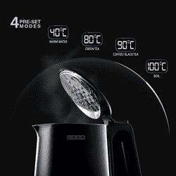 Usha ICHEF Programmable Electric Kettle | Digital LED Display and Touch Control | 1.5 L | Black
