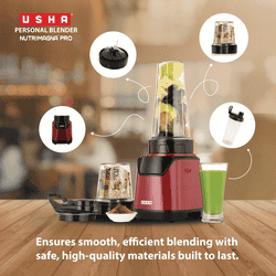 USHA Nutrimagna Pro Blender | 600W | Stainless steel blades | Maroon