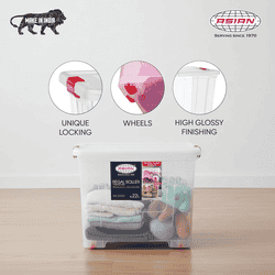 Asian Regal Roller Storage Box | 22 L | Transparent