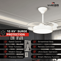 Luker Diana Ceiling Fan | 1050mm | White