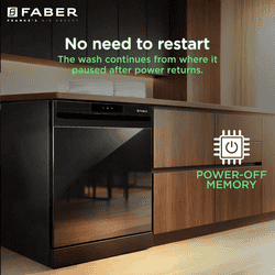 Faber Free Standing Digital Dishwasher | LED Display | Black | FFSD 6PR 14S BK