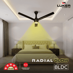 Luker Radial Glow RMT Ceiling Fan | 1200 mm | Black