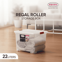 Asian Regal Roller Storage Box | 22 L | Transparent