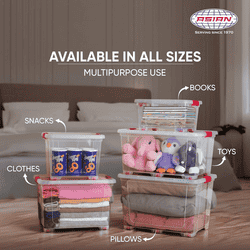 Asian Regal Roller Storage Box | 22 L | Transparent