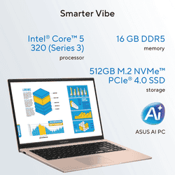 ASUS Vivobook 15 Student Laptop | Intel Core 5 320 | 16GB | 512GB | Terra Cotta | X1504MA-BQ426WS