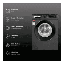 Bosch Fully Automatic Front Load Washing Machine | 12 kg | 5 Star | Grey | WGA2740RIN