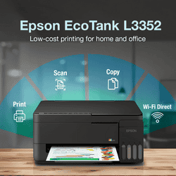 Epson EcoTank A4 Wi-Fi All-in-One Ink Tank Printer | Scanner | copy | Wi-Fi | Air Print | Black | L3352