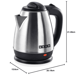 Usha Stainless Steel Electric Kettle | 1200 W | 1.5 L | Silver and Black