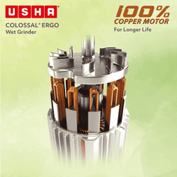 USHA Colossal Ergo Wet Grinder | 2 Litres | Stainless Steel | Magenta