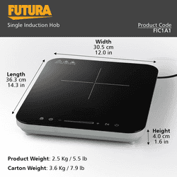 Futura Single Hawkins Induction Hobe | 2000 W | Black