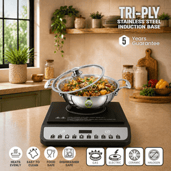 Nolta Triply Stainless Steel Shallow Kadai | 24 Cm