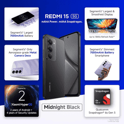 Redmi 15 5G | 8GB | 256GB | Midnight Black | NM1