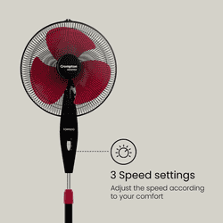 Crompton Torpedo HS Pedestal Fan | 400mm | Black & Red