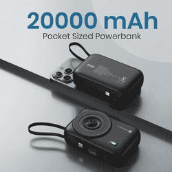 Portronics Power Shutter Wireless Fast Charging Powerbank | 20000mAh | 22.5 W | Multicolour | POR 3016
