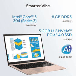 Asus Vivobook 15 AI Laptop | Intel Core 3 | 8GB | 512GB | Terra Cotta | X1504MA-BQ424WS