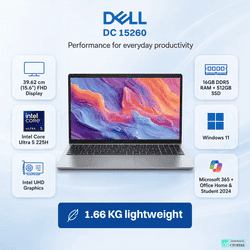 Dell 15 Thin and Light Laptop | Intel Core Ultra 5 | 16 GB | 512 GB | Windows 11 Home | Platinum Silver | CD15260CTOH3RINS1