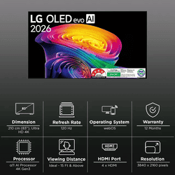 LG evo AI OLED 4K Ultra HD Smart TV | 210 Cm ( 83 Inch ) Black | OLED83C6PLA