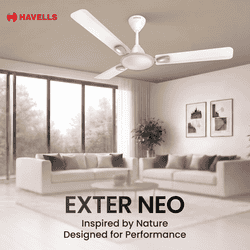 Havells Exter Neo Ceiling Fan | 1200 mm | Elegant White Chrome