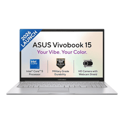 ASUS Vivobook 15 Thin and Light Laptop | Intel Core 5 | 8 GB | 512 GB | Windows 11 Home | Cool Silver | X1504VAP-IN011WS