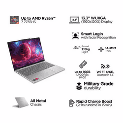 Lenovo IdeaPad Slim 5 Laptop | AMD Ryzen 7 7735HS | 16 GB | 512 GB | Windows 11 Home | Cloud Grey | 83J2006BIN