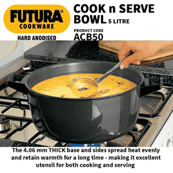 Hawkins Cook n Serve Bowl | 5 L | 23 Cm | Black | ACB50