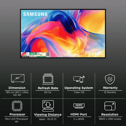 Samsung 4K Mini LED Smart TV | 165 Cm ( 65 Inch ) | 2026 Model | Black | UA65M70HAULXL