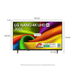 LG NanoCell 4K Ultra HD Smart TV | 215 Cm ( 85 Inch ) | 2026 Model | Black | 85NU885BPLA