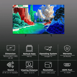 TCL P series QLED 4K Super Ultra HD Smart Google TV | 165.1 cm ( 65 Inch ) | 2026 Model | Black | 65A400