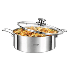 Nolta Stainless Steel Casserole Biriyani Pot | 24 Cm | Silver