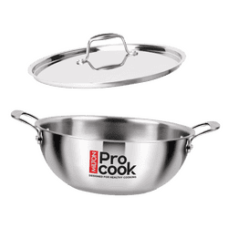 Milton Pro Cook Triply Kadai with Lid | Stainless Steel | 30 Cm