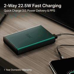 boAt Energyshroom Fast Charging Power Bank | 10000 mAh | 22.5W | Emerald Green | PB300 Pro