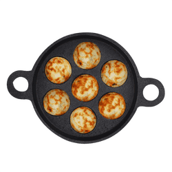 The Indus Valley Super Smooth Cast Iron Paniyaram Pan | 7Pit | Black