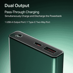 boAt Energyshroom Fast Charging Power Bank | 10000 mAh | 22.5W | Emerald Green | PB300 Pro