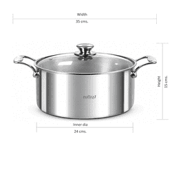 Nolta Stainless Steel Casserole Biriyani Pot | 24 Cm | Silver