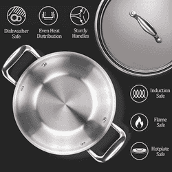 Milton Pro Cook Triply Kadai with Lid | Stainless Steel | 28 Cm