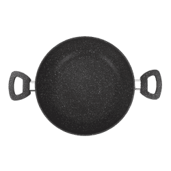 Royalford Smart Granite Wok Pan | Glass Lid | 26 Cm | Grey | RF11966