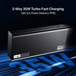 boAt Energyshroom Turbo Super Fast Charging Power Bank | 20000 mAh | 35 W | Onyx Black | PB435