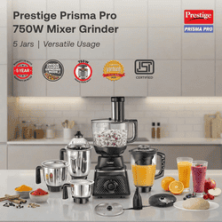 Prestige Prisma Pro Food Processor | Stainless Steel | 5 Jars | 750 W | Black