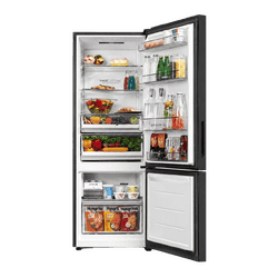 Haier Frost Free Double Door Refrigerator | 325 L | 2 Star | Black White Glass | HRB-3752KWGA-P