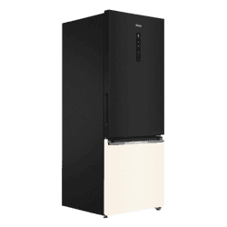 Haier Frost Free Double Door Refrigerator | 325 L | 2 Star | Black White Glass | HRB-3752KWGA-P