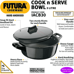 Hawkins Cook n Serve Bowl | 31 Cm | 3 L | Black | IACB30