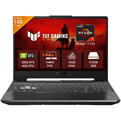 Asus TUF A15 Gaming Laptop | AMD Ryzen 7 170 | 16 GB | 512 GB | Windows 11 Home | Graphite Black | FA506NCQ-IN081WS