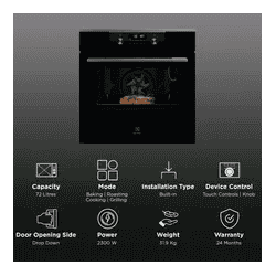 Electrolux Built-in steam Oven | 72L | 60cm | Pure Black | KODDP77H