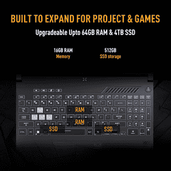 Asus TUF F16 Gaming Laptop | Intel Core 5 205H | 16 GB | 512 GB | Windows 11 Home | Mecha Gray | FX607VJR-TU325WS